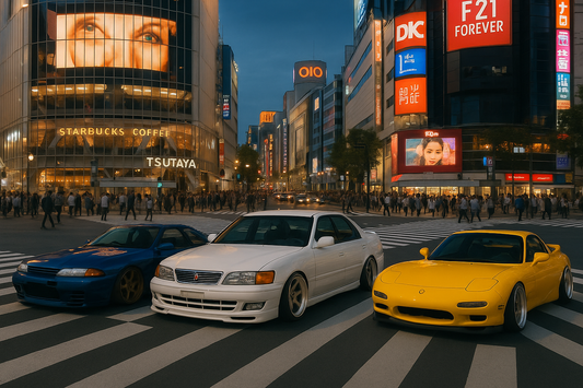 RX7, GTR ,Chaser Shibuya Intersection Wall Poster Print Free Delivery